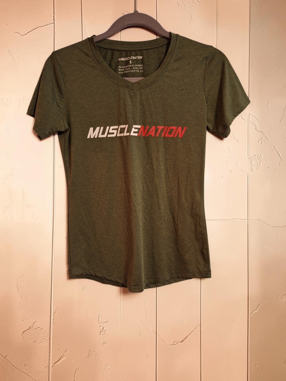 Muscle Nation Women's Olive Green V-Neck Tee
